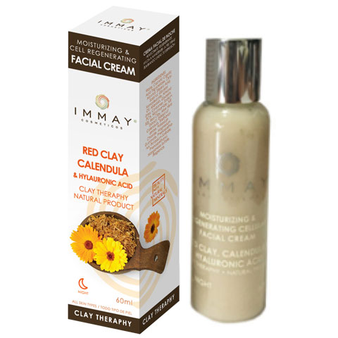 Immay Cosmeticos - Crema hidratante de arcilla roja, caléndula y ácido  hialurónico